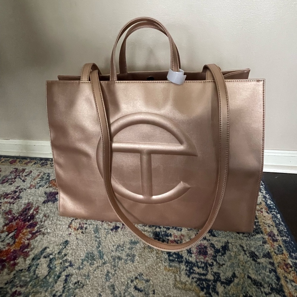 Telfar large tote, rose gold.